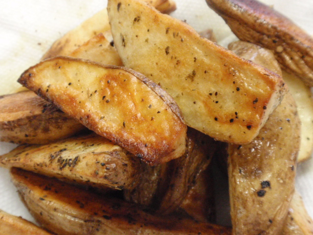 with oven fried potato wedges - baked at 425 for 30 minutes