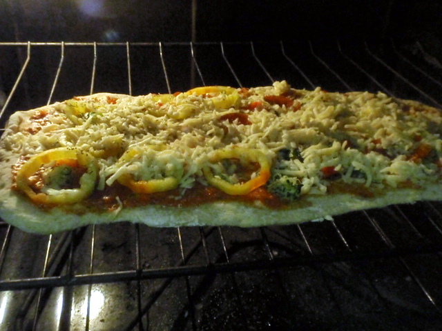 I love baking he pizza like this for an extra crispy crust!